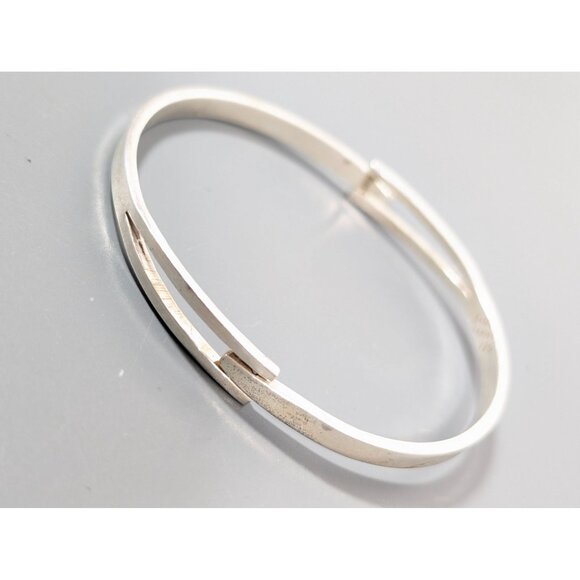 Mexico 925 Silver Modernist Hinge Bangle Bracelet 7" 15.98g - Picture 2 of 14